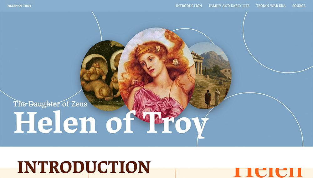 screenshot of Helen site